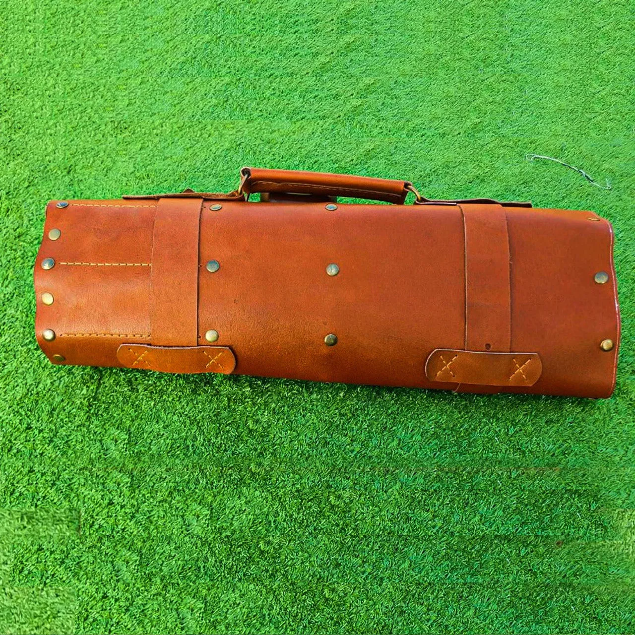 Genuine Black Leather Chefs Bags With Brass Buckles