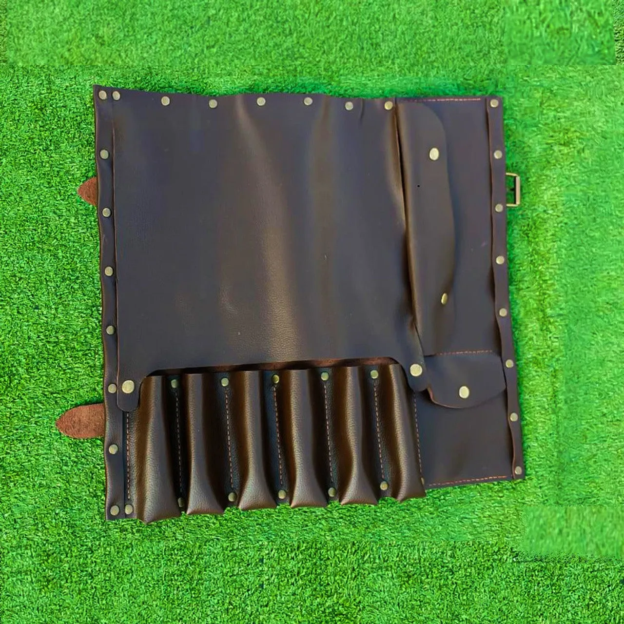 Genuine Black Leather Chefs Bags With Brass Buckles