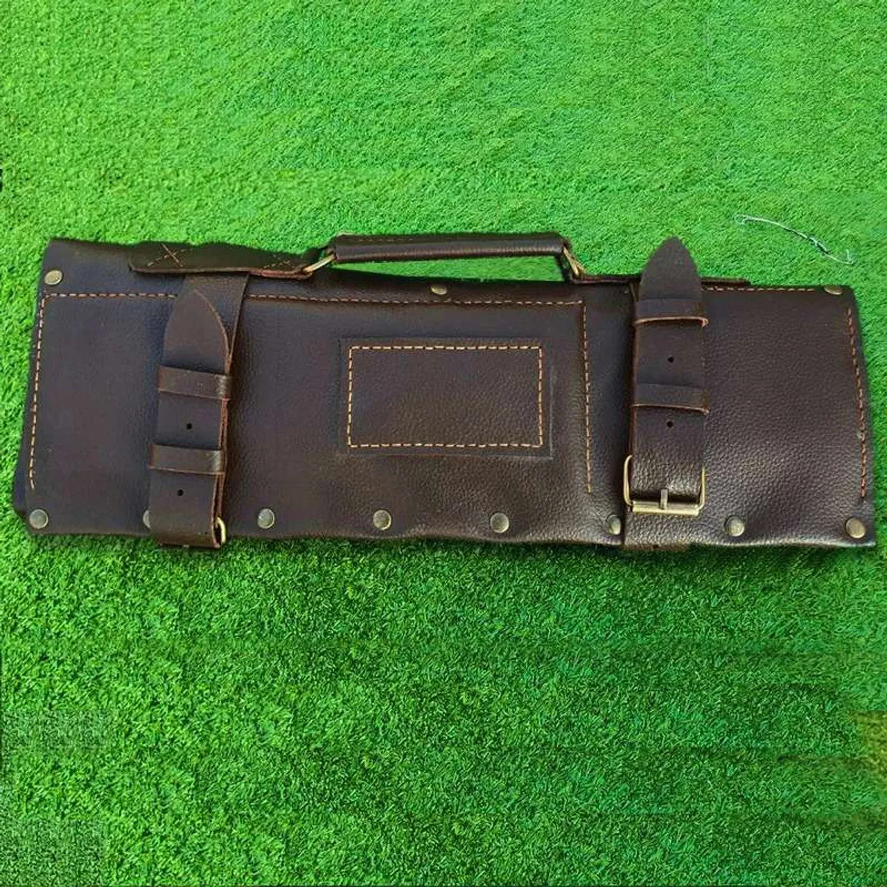 Genuine Black Leather Chefs Bags With Brass Buckles
