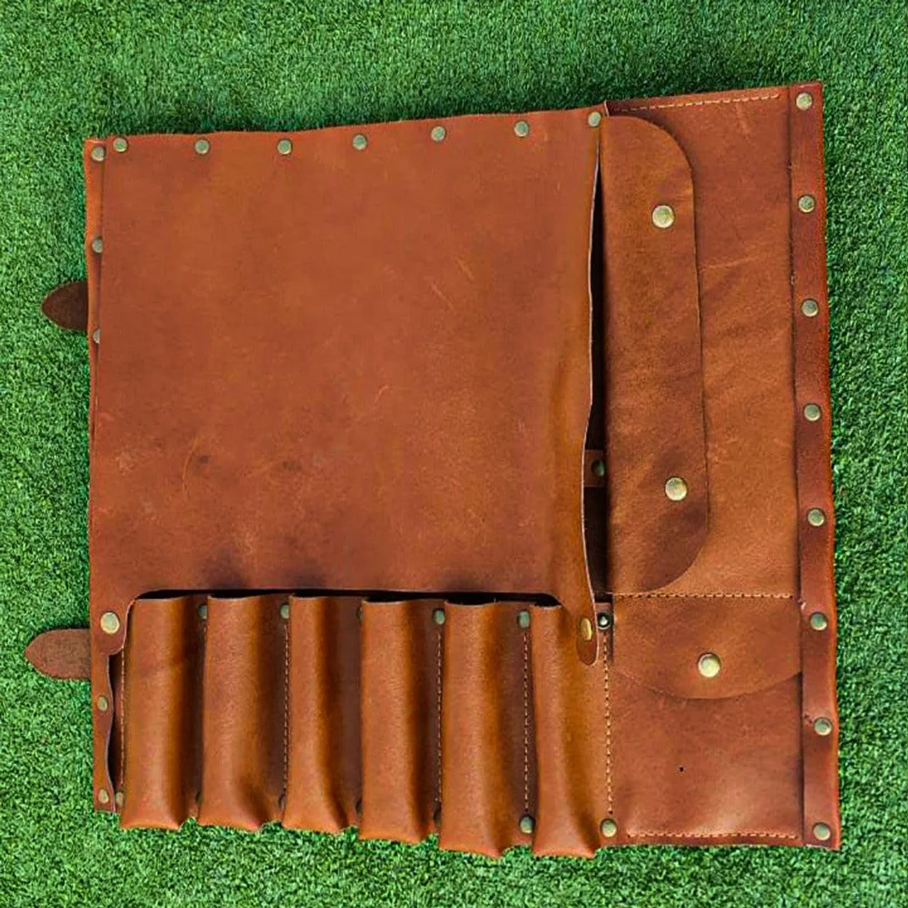Genuine Black Leather Chefs Bags With Brass Buckles