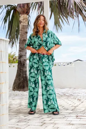 Ghanda Green Pant Set - Short Sleeve
