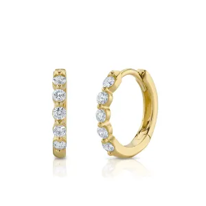 Gia 14K Yellow Gold 0.24 ct Diamond Huggie Hoop Earrings