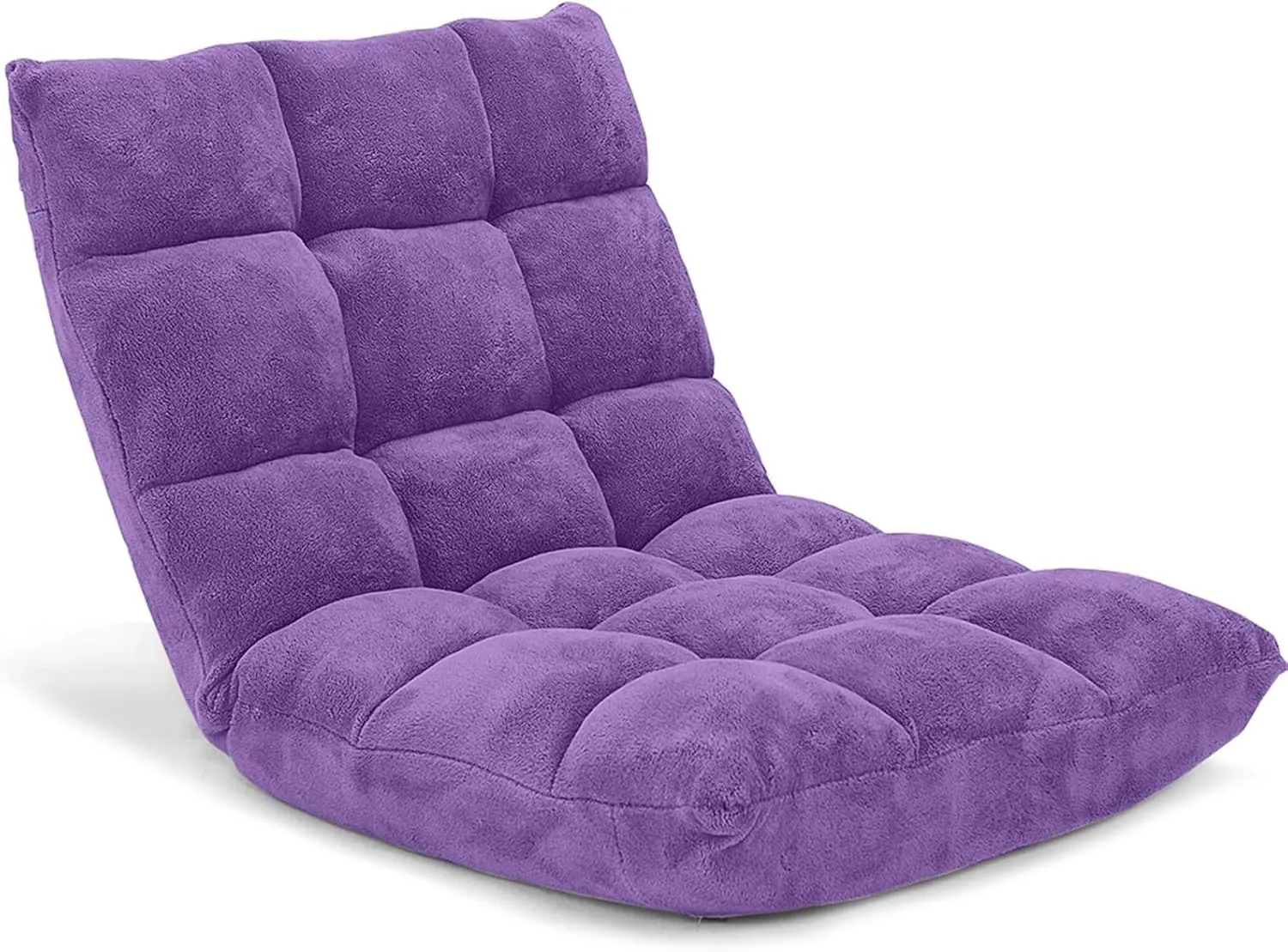 Giantex Floor Chair with Back Support, 14 Adjustable Position, Padded Sleeper Bed, Couch Recliner, Folding Gaming Floor Chairs for Adults, Living Room, Bedroom, Yoga, Meditation, Purple