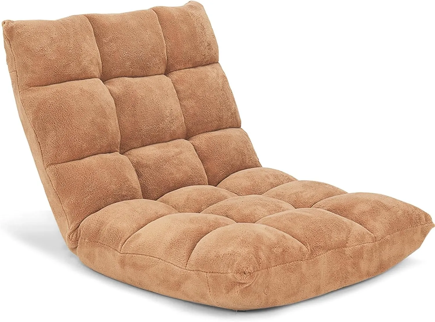 Giantex Folding Floor Chair with Back Support, 14 Adjustable Position, Padded Sleeper Bed, Couch Recliner, Gaming Floor Chairs for Adults, Meditation, Living Room (TAN)