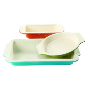 Gibson ColorSplash Imbue 3 Piece Carbon Steel Nonstick Bakeware Set in Assorted