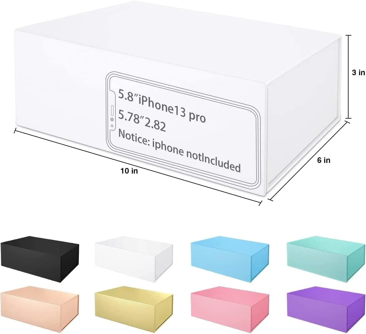 Gift Box, 10' x 6' x 3', 5PCS, White, Luxury Gift Packaging with Magnetic Closure Lid, Ideal for Christmas, Thanksgiving, Wedding, Mother's Day, Birthday Gifts