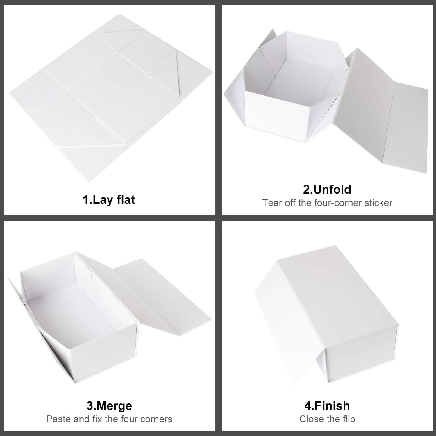 Gift Box, 10' x 6' x 3', 5PCS, White, Luxury Gift Packaging with Magnetic Closure Lid, Ideal for Christmas, Thanksgiving, Wedding, Mother's Day, Birthday Gifts