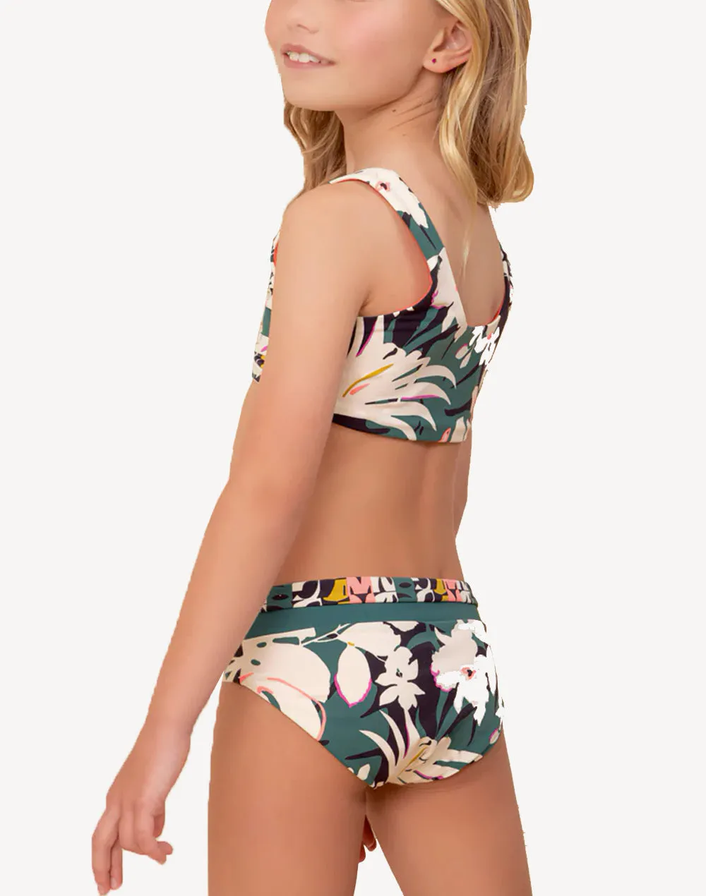 Girls Brunswick Green Iceland Crop Reversible Bikini Set