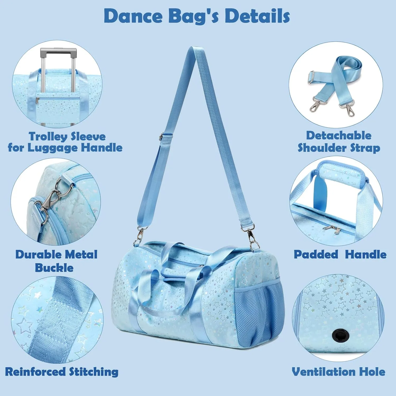 Girls Duffle Bag, Soft Plush Dance Duffle Bag with Wet & Shoe Compartments for Girls, Water Resistant Ballet Sport Travel Gym Bag Overnight Sleepover Bags for Girls