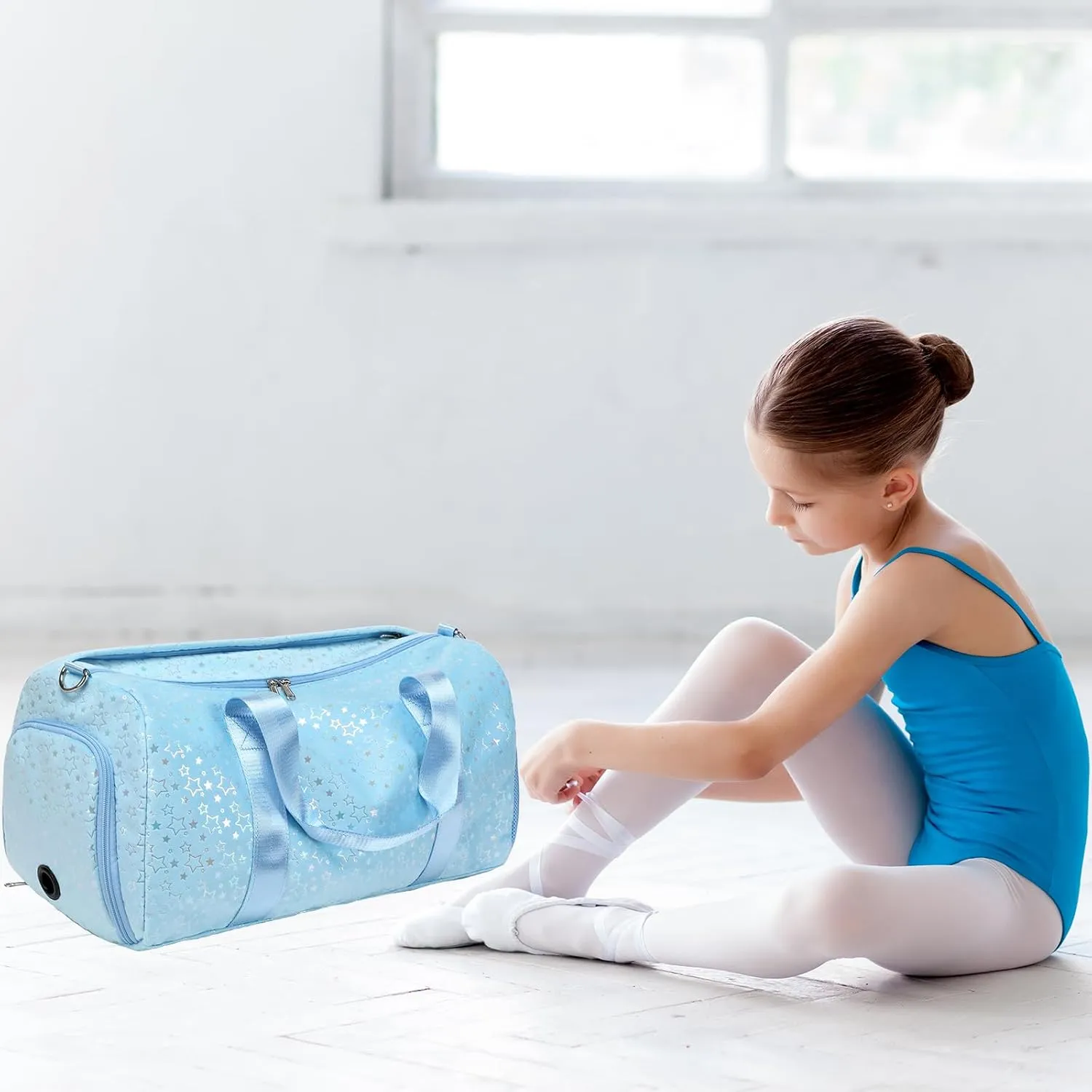 Girls Duffle Bag, Soft Plush Dance Duffle Bag with Wet & Shoe Compartments for Girls, Water Resistant Ballet Sport Travel Gym Bag Overnight Sleepover Bags for Girls