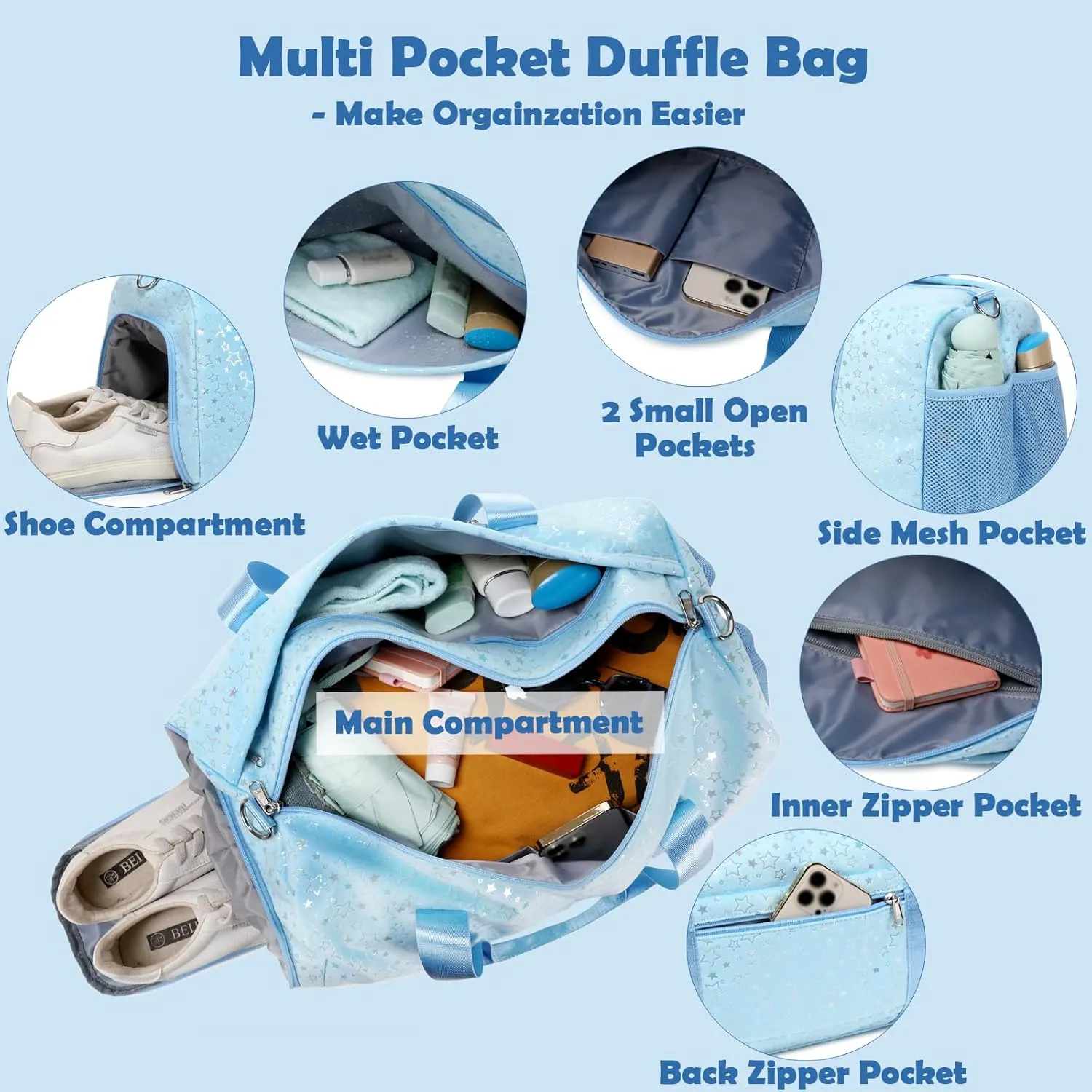 Girls Duffle Bag, Soft Plush Dance Duffle Bag with Wet & Shoe Compartments for Girls, Water Resistant Ballet Sport Travel Gym Bag Overnight Sleepover Bags for Girls
