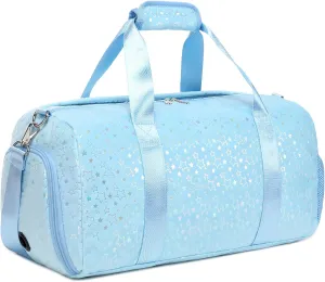 Girls Duffle Bag, Soft Plush Dance Duffle Bag with Wet & Shoe Compartments for Girls, Water Resistant Ballet Sport Travel Gym Bag Overnight Sleepover Bags for Girls