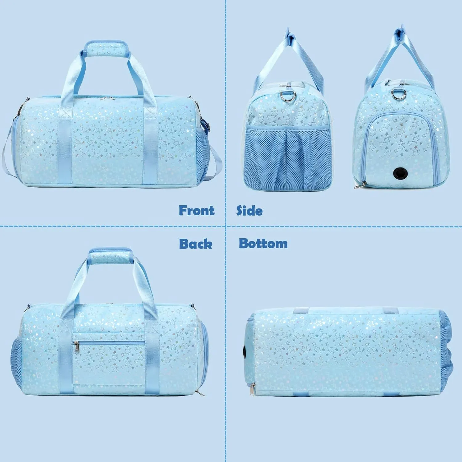 Girls Duffle Bag, Soft Plush Dance Duffle Bag with Wet & Shoe Compartments for Girls, Water Resistant Ballet Sport Travel Gym Bag Overnight Sleepover Bags for Girls