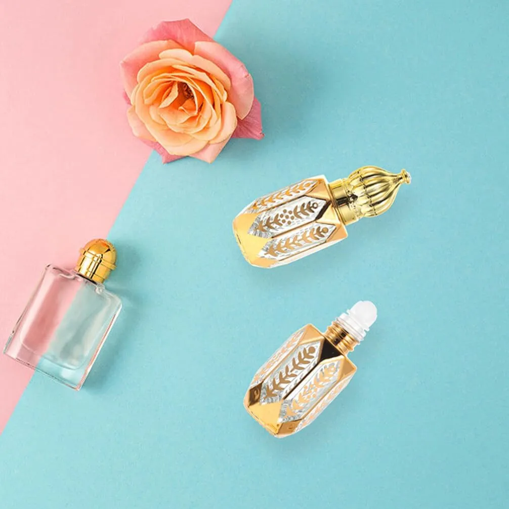 GLEAVI 12 pcs Essential Ml Mini Fragrance Exquisite Tiny Er Perfume Refillable Plastic Oil DIY Sub-ing Perfumes Balms On Golden Dispensing Gold Arabic Small for Container