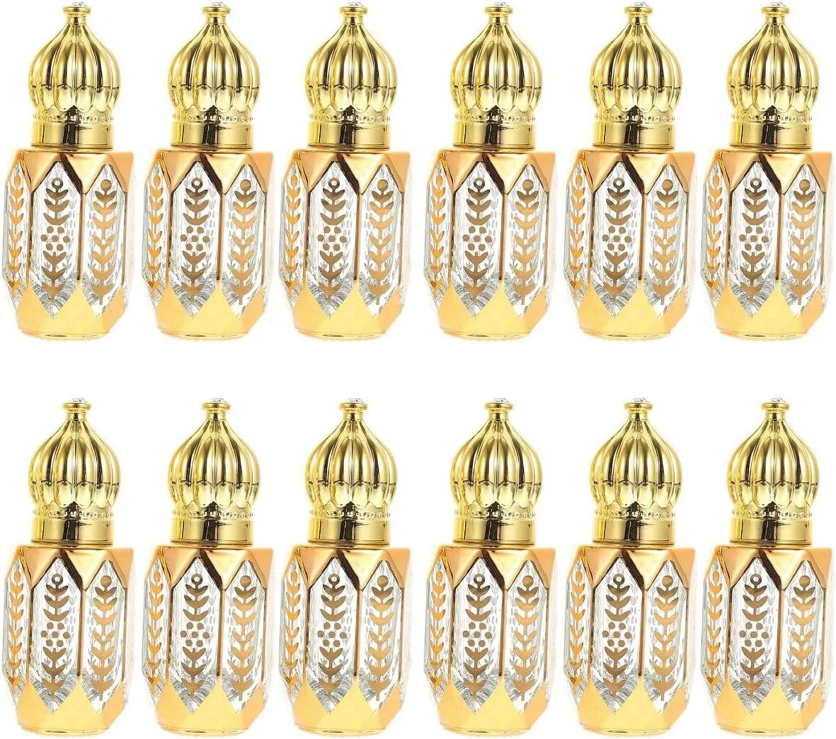 GLEAVI 12 pcs Essential Ml Mini Fragrance Exquisite Tiny Er Perfume Refillable Plastic Oil DIY Sub-ing Perfumes Balms On Golden Dispensing Gold Arabic Small for Container