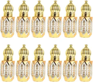 GLEAVI 12 pcs Essential Ml Mini Fragrance Exquisite Tiny Er Perfume Refillable Plastic Oil DIY Sub-ing Perfumes Balms On Golden Dispensing Gold Arabic Small for Container