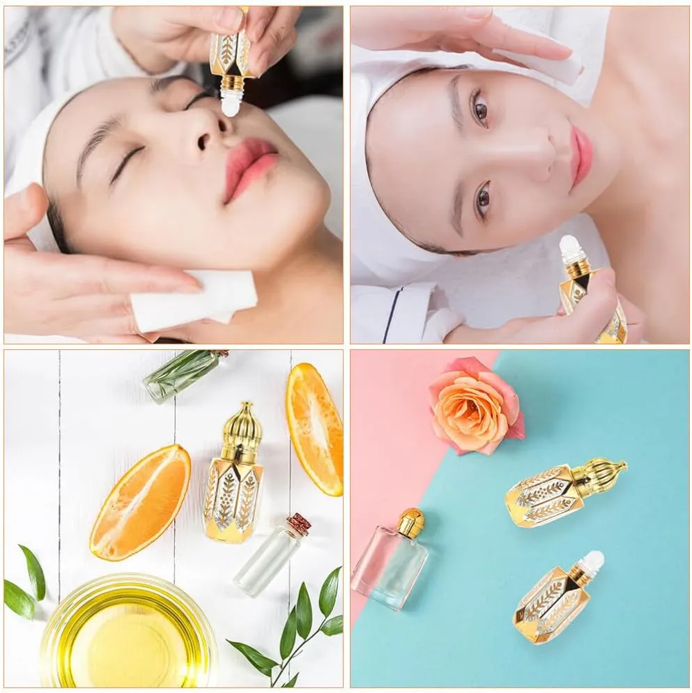 GLEAVI 12 pcs Essential Ml Mini Fragrance Exquisite Tiny Er Perfume Refillable Plastic Oil DIY Sub-ing Perfumes Balms On Golden Dispensing Gold Arabic Small for Container