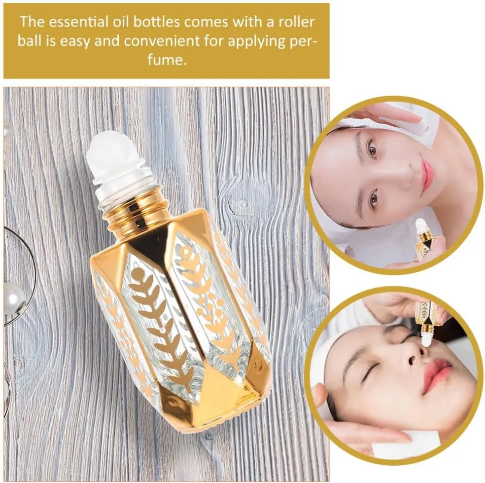 GLEAVI 12 pcs Essential Ml Mini Fragrance Exquisite Tiny Er Perfume Refillable Plastic Oil DIY Sub-ing Perfumes Balms On Golden Dispensing Gold Arabic Small for Container