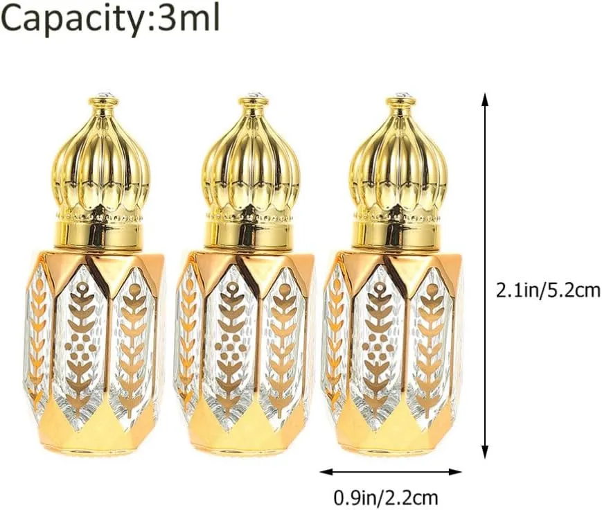GLEAVI 12 pcs Essential Ml Mini Fragrance Exquisite Tiny Er Perfume Refillable Plastic Oil DIY Sub-ing Perfumes Balms On Golden Dispensing Gold Arabic Small for Container