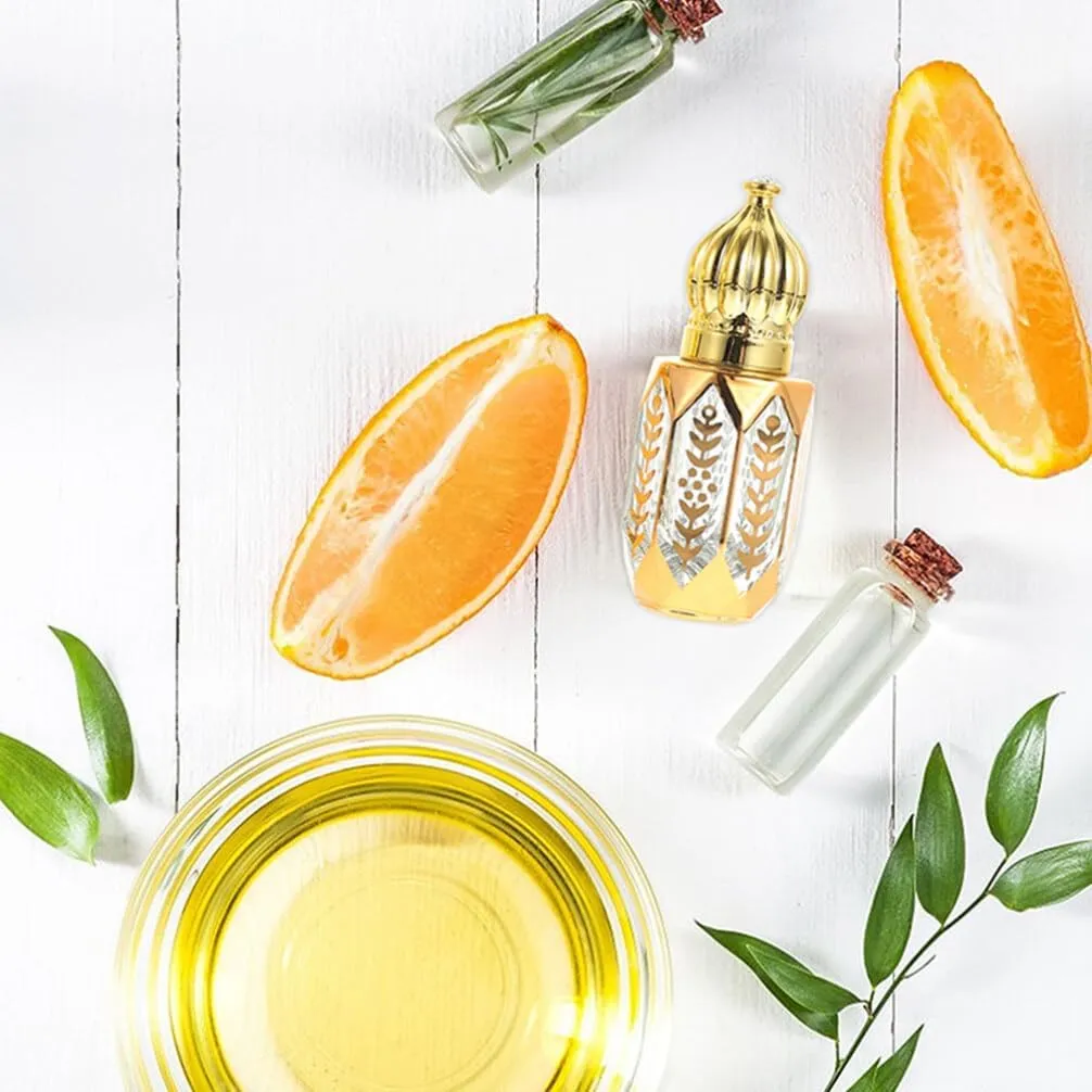 GLEAVI 12 pcs Essential Ml Mini Fragrance Exquisite Tiny Er Perfume Refillable Plastic Oil DIY Sub-ing Perfumes Balms On Golden Dispensing Gold Arabic Small for Container