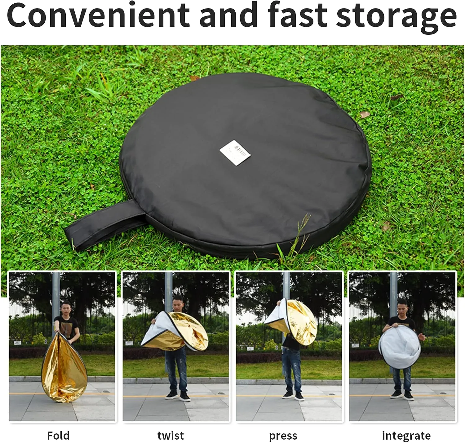 Godox 59″x79″/150x200cm Collapsible Photography Light Reflector, 5-in-1 Oval Multi Disc Diffuser with Carrying Bag - Gold, Silver, Black, White, Translucent for Video Studio Outdoor Lighting