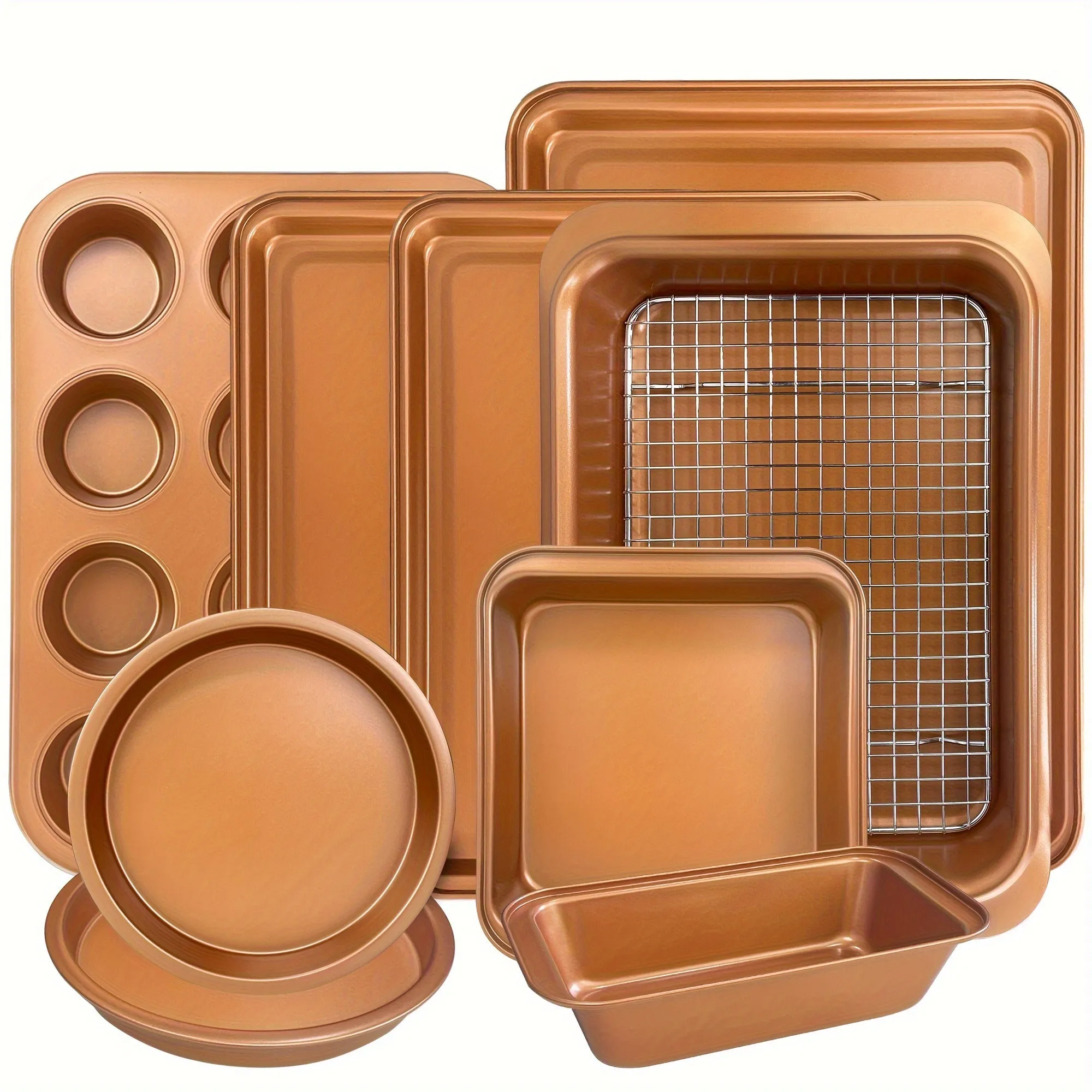 Golden Nonstick Baking 10-Piece Set, Heavy Duty and Safe