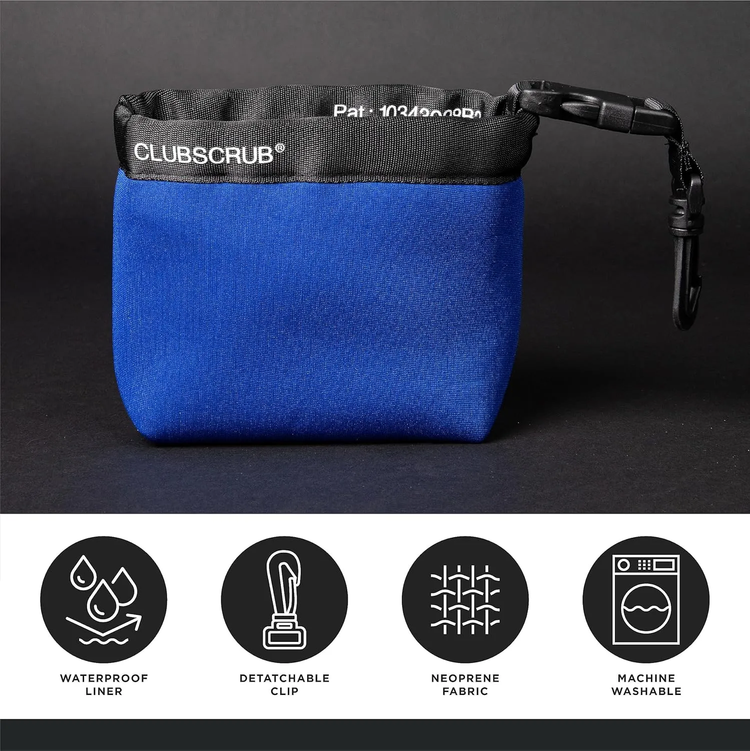 Golf Club and Golf Ball Cleaning Bag, Waterproof Clean Face Technology Liner, Detachable Clip, Machine Washable, Cleans Club Grooves, Dry Exterior (Neoprene or Microfiber Option Available)