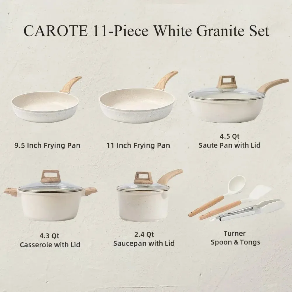GraniteGourmet 11-Piece Die-Cast Aluminum Cookware Set for Modern Kitchens