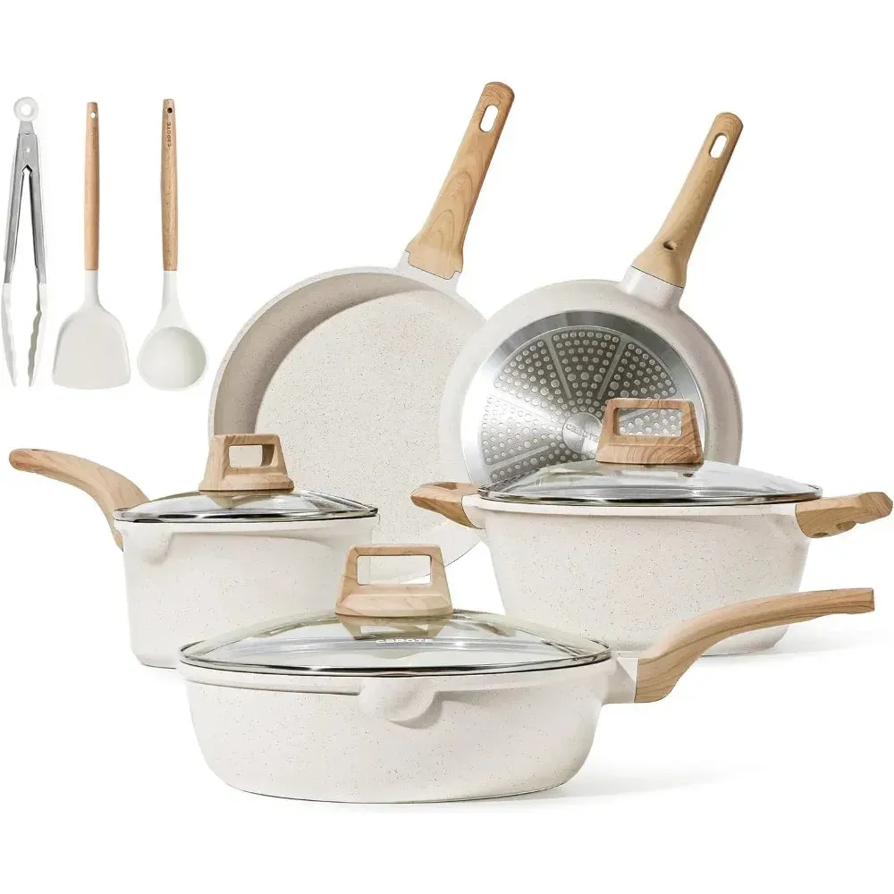 GraniteGourmet 11-Piece Die-Cast Aluminum Cookware Set for Modern Kitchens
