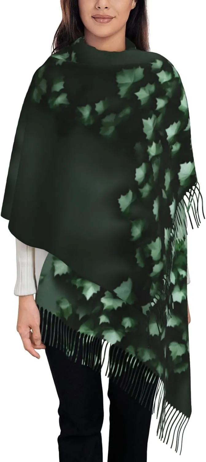 Green Creeper Womens Fall Winter Scarf Cashmere Tassel Scarves Long Knit Shawl Wraps Soft Warm Blanket for Any Outfit