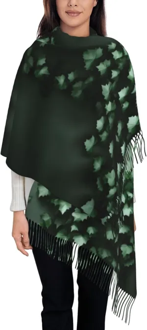 Green Creeper Womens Fall Winter Scarf Cashmere Tassel Scarves Long Knit Shawl Wraps Soft Warm Blanket for Any Outfit