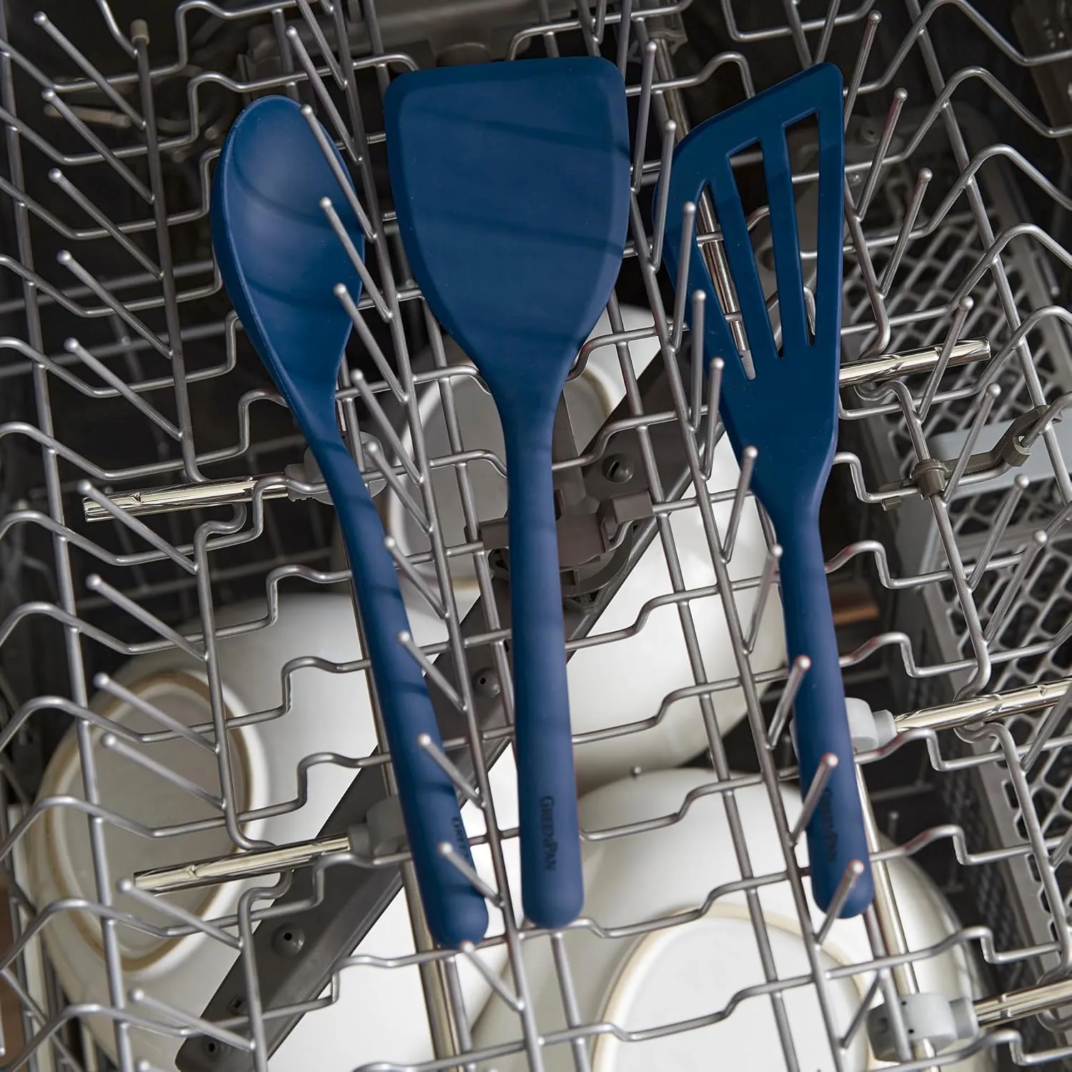 GreenPan Silicone 7 Piece Cooking Utensil Set, Ladle, Turners, Spatula, Spoons, Whisk, Flexible Nonstick Kitchen Tools Rigid Steel Core, Heat-Resistant, Anti-Slip Handle BPA-Free Dishwasher Safe, Blue