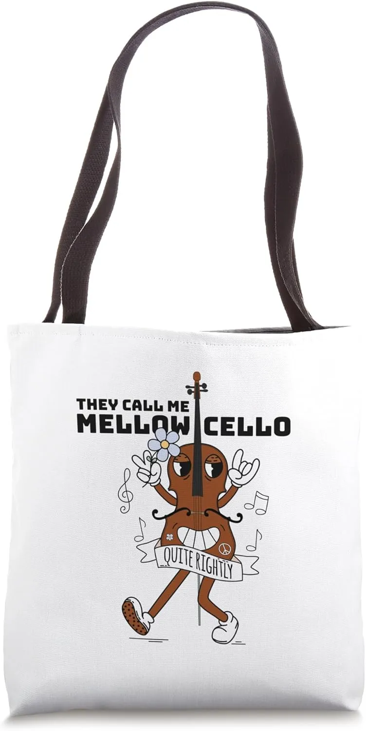 Groovy Mellow Retro Cello Symphony Orchestra Lovers Tote Bag