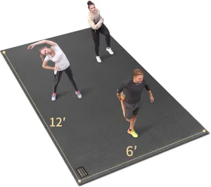 GXMMAT Extra Large Exercise Mat 16'x6'/12'x6'/10'x6'/8'x6'(7mm), Extra Wide Workout Mats for Home Gym Flooring, Non-Slip Thick Durable Cardio Mat for MMA,Plyo,Jump Rope,Weights,Fitness,Shoe-Friendly