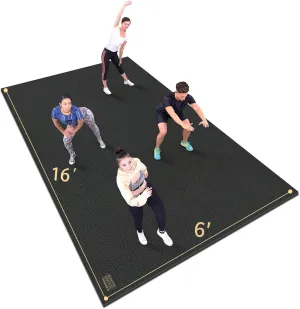 GXMMAT Extra Large Exercise Mat 16'x6'/12'x6'/10'x6'/8'x6'(7mm), Extra Wide Workout Mats for Home Gym Flooring, Non-Slip Thick Durable Cardio Mat for MMA,Plyo,Jump Rope,Weights,Fitness,Shoe-Friendly