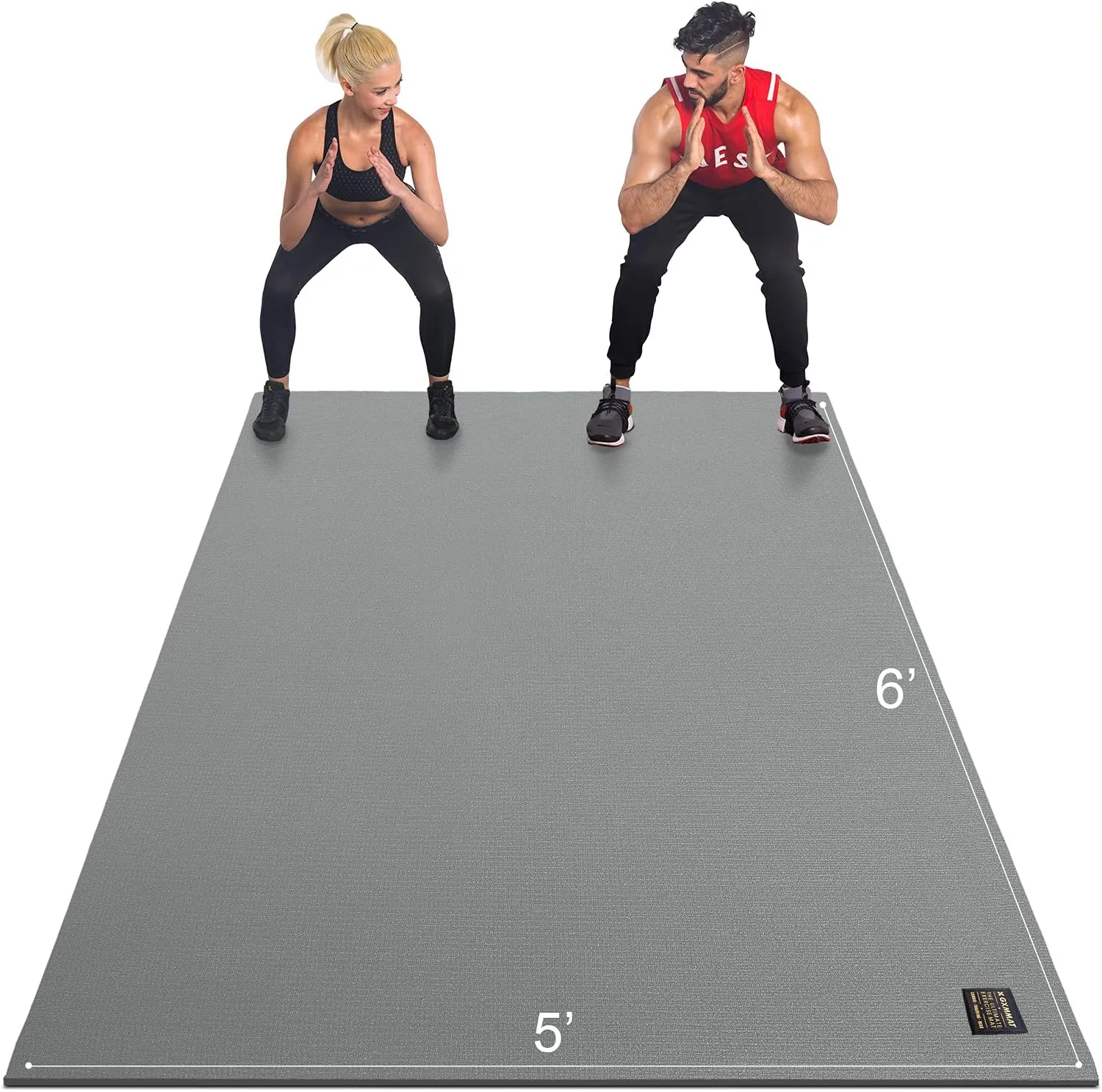 GXMMAT Large Exercise Mat 6'x4'/6'x5'/6'x6'(7mm), Thick Workout Mats for Home Gym Flooring, Extra Wide Non-Slip Durable Cardio Mat, Shoe Friendly, Perfect for Plyo, MMA, Jump Rope, Weights, Fitness