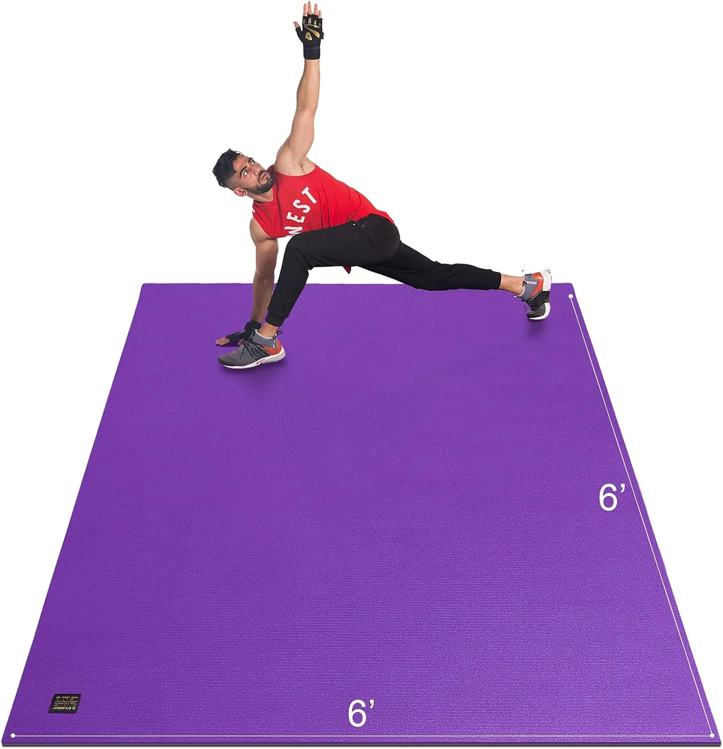GXMMAT Large Exercise Mat 6'x4'/6'x5'/6'x6'(7mm), Thick Workout Mats for Home Gym Flooring, Extra Wide Non-Slip Durable Cardio Mat, Shoe Friendly, Perfect for Plyo, MMA, Jump Rope, Weights, Fitness