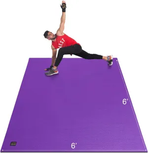 GXMMAT Large Exercise Mat 6'x4'/6'x5'/6'x6'(7mm), Thick Workout Mats for Home Gym Flooring, Extra Wide Non-Slip Durable Cardio Mat, Shoe Friendly, Perfect for Plyo, MMA, Jump Rope, Weights, Fitness