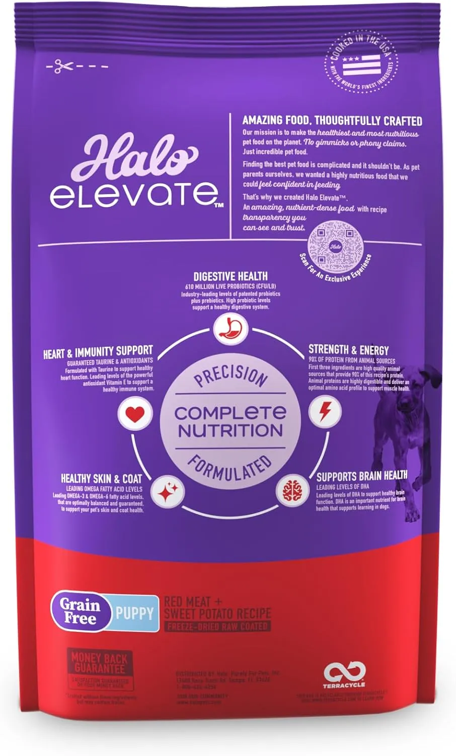 Halo Elevate Puppy Food, Red Meat Recipe, Grain Free Dry Dog Food, Kibble for Puppies, 3.5 lb Bag