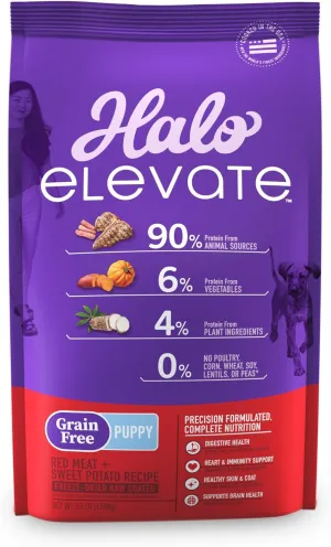 Halo Elevate Puppy Food, Red Meat Recipe, Grain Free Dry Dog Food, Kibble for Puppies, 3.5 lb Bag