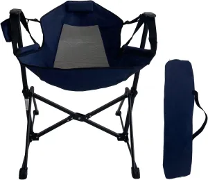 Hammock Camping Chair, Outdoor Swinging Rocking Camping Chair, Folding Adjustable Back Portable Hammock Chairs for Patio, Backyard and Picnic, Supports 300LBS, Blue