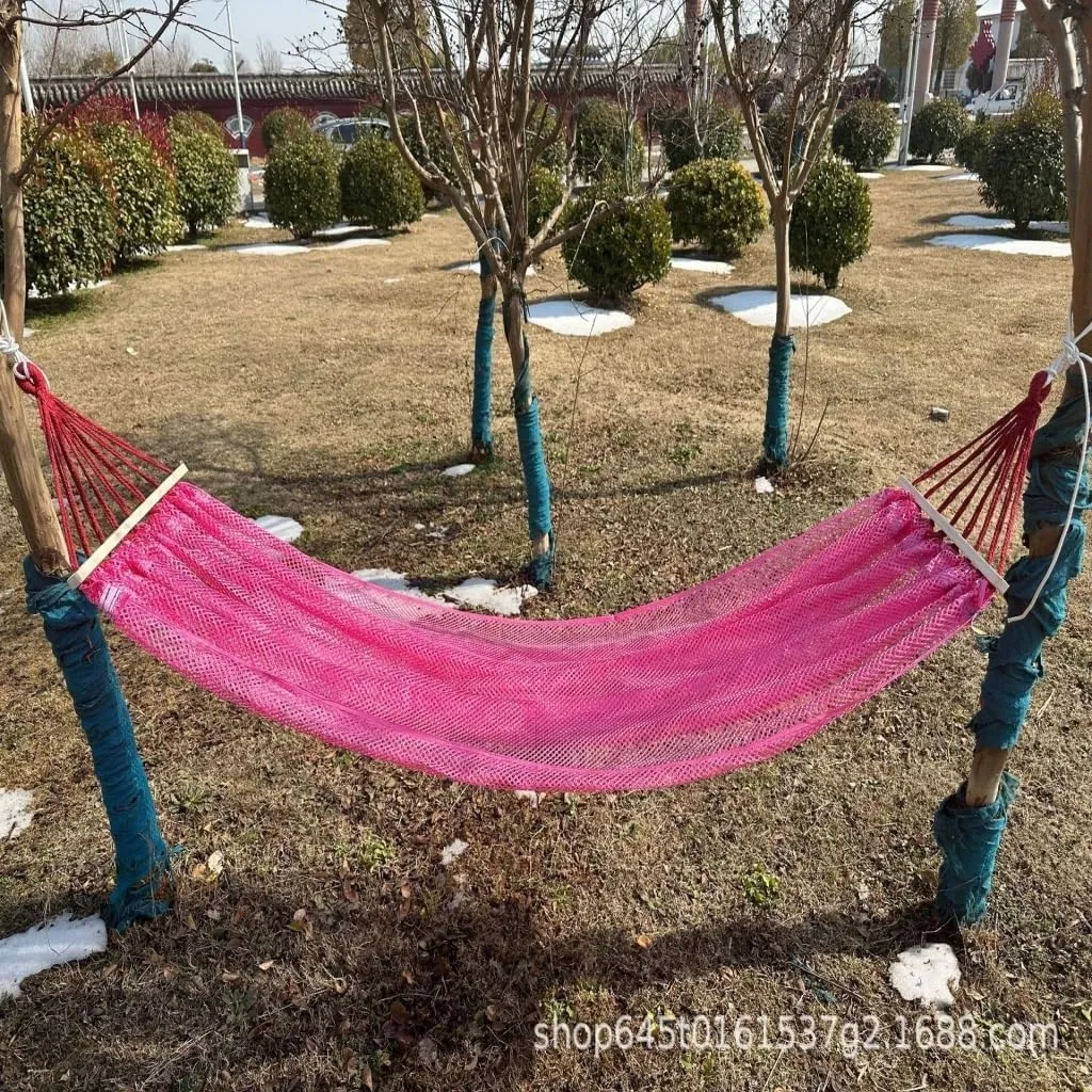Hammock Ice Silk Hammock Outdoor Thickened Fine Mesh Single and Double Anti-Rollover Hanging Chair Camping Courtyard Hammocks for Outside(Purple,B)