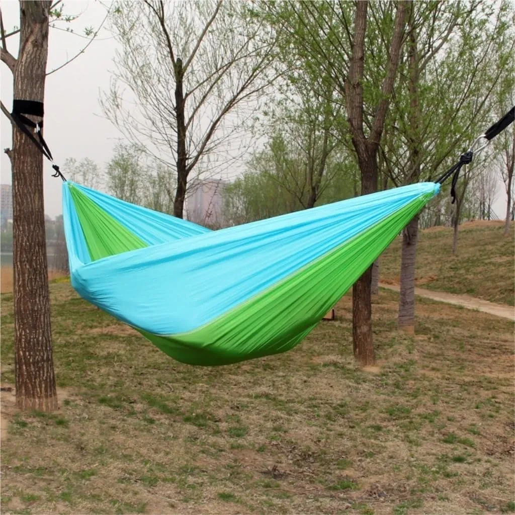 Hammock Outdoor Single Double Parachute Cloth Hammock Outdoor Light Breathable Swing Chair Portable Camping Hammock Hammocks for Outside(Orange)
