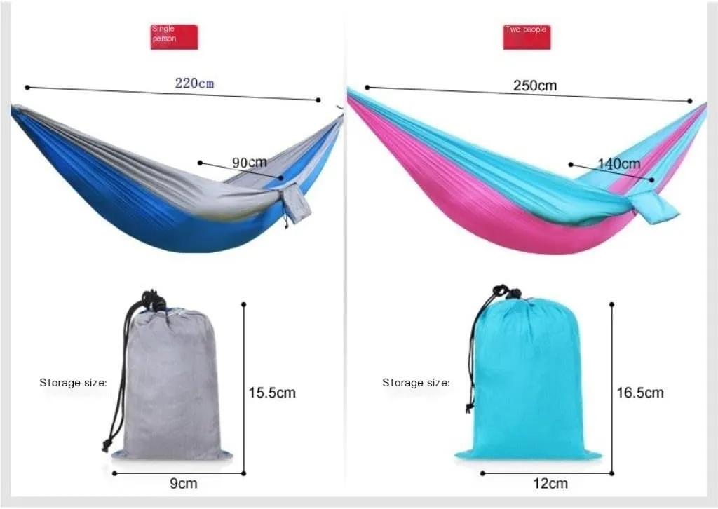 Hammock Outdoor Single Double Parachute Cloth Hammock Outdoor Light Breathable Swing Chair Portable Camping Hammock Hammocks for Outside(Orange)
