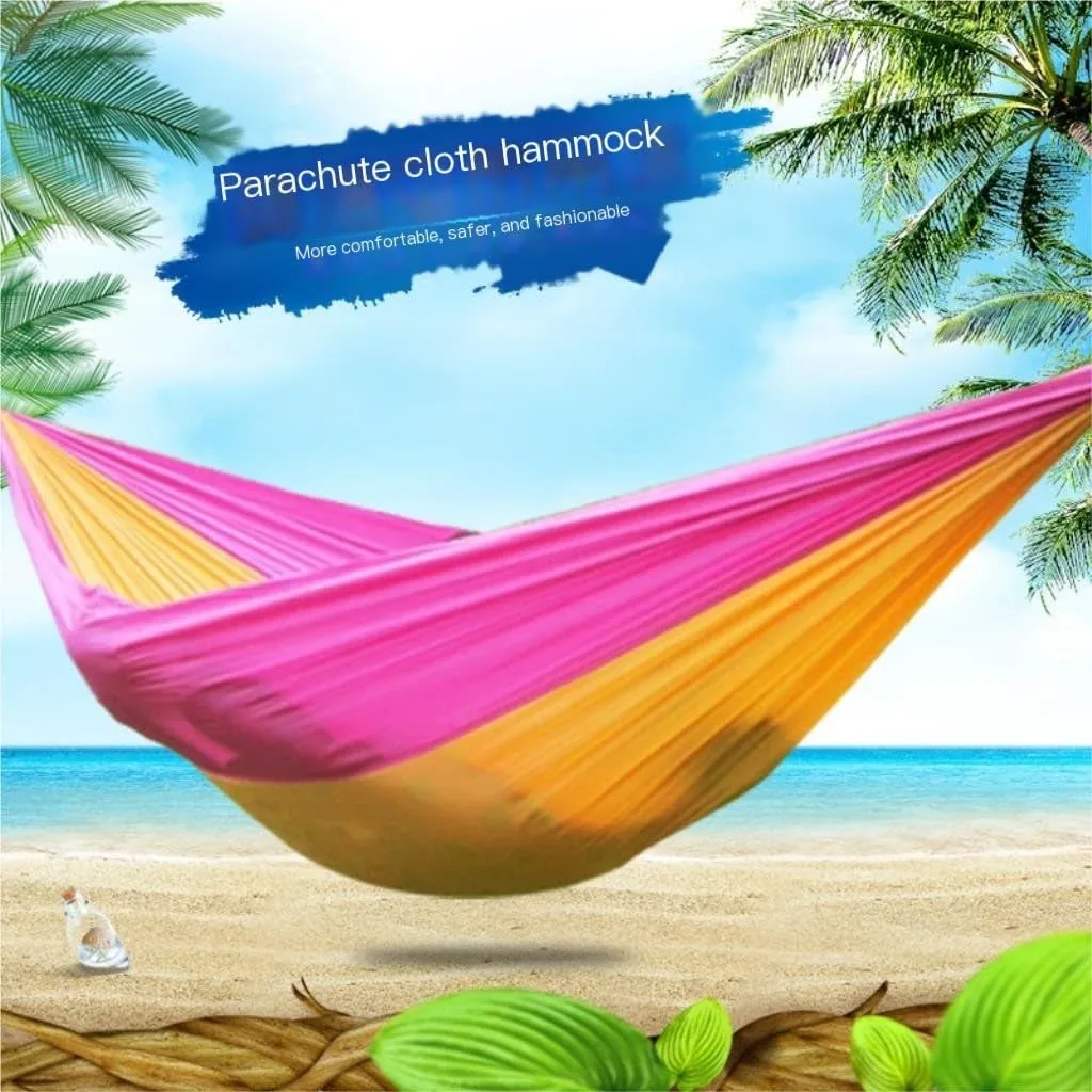 Hammock Outdoor Single Double Parachute Cloth Hammock Outdoor Light Breathable Swing Chair Portable Camping Hammock Hammocks for Outside(Orange)