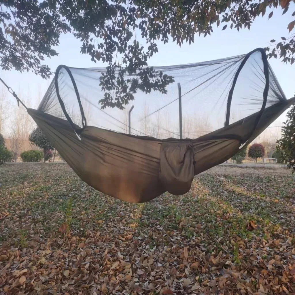 Hammocks Automatic Mosquito Net, Anti-Rollover Hammock, Parachute, Bunis Spinning Camping Leisure Double Hanging Chair Camping Hammocks(Red)