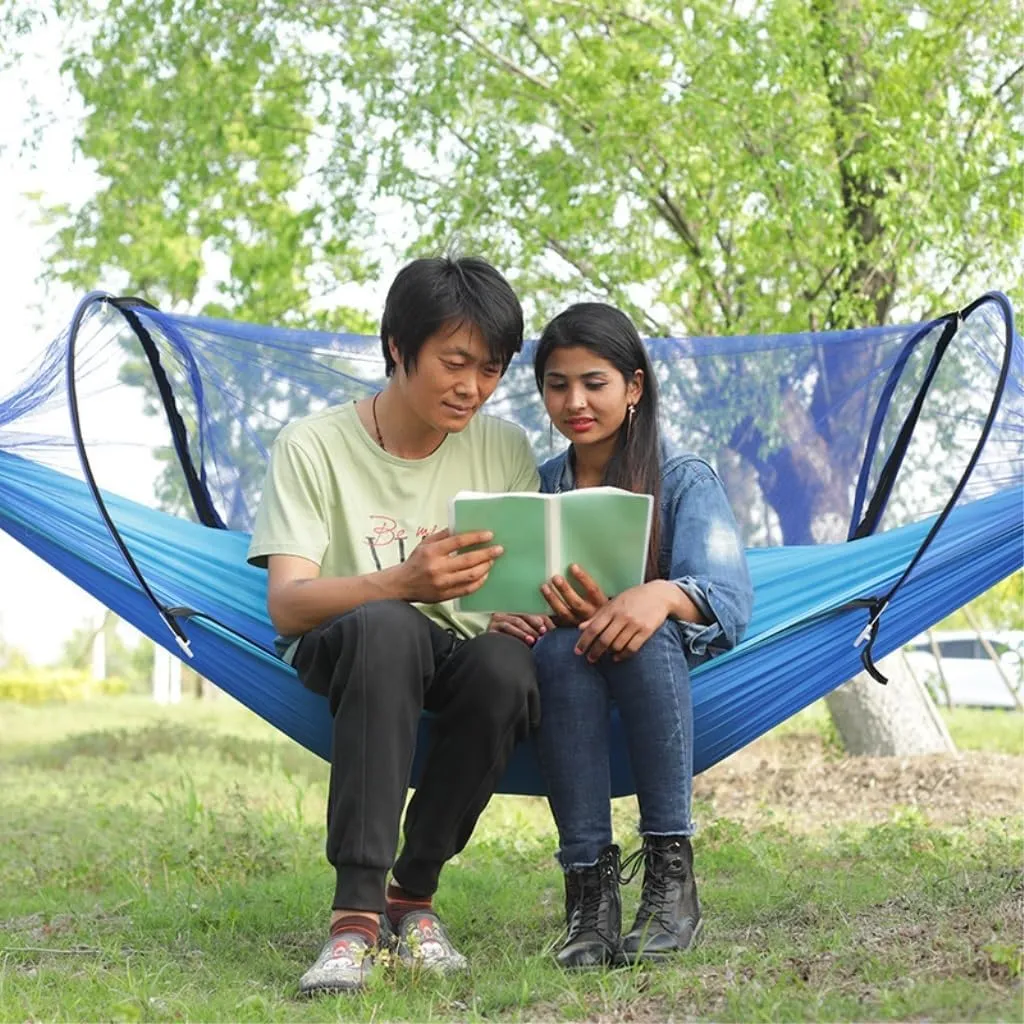 Hammocks Automatic Mosquito Net, Anti-Rollover Hammock, Parachute, Bunis Spinning Camping Leisure Double Hanging Chair Camping Hammocks(Red)