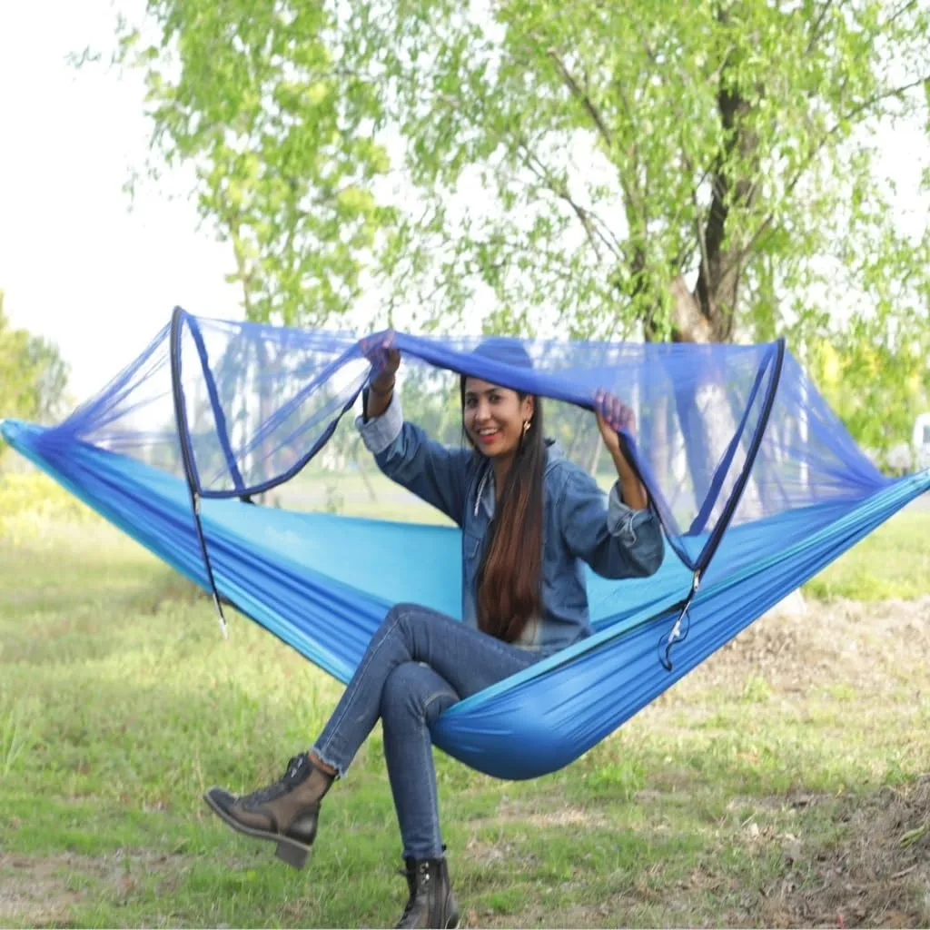 Hammocks Automatic Mosquito Net, Anti-Rollover Hammock, Parachute, Bunis Spinning Camping Leisure Double Hanging Chair Camping Hammocks(Red)