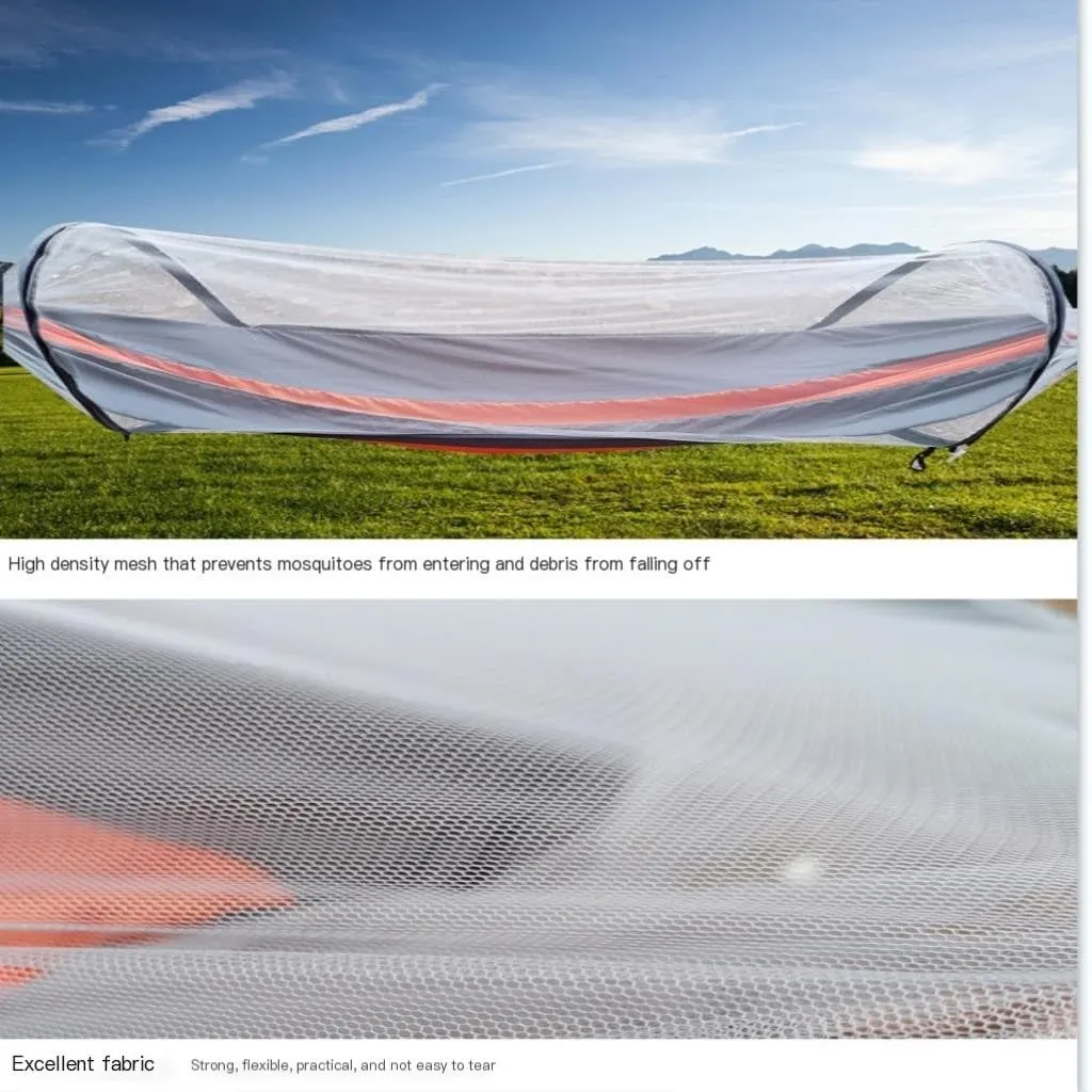 Hammocks Automatic Mosquito Net, Anti-Rollover Hammock, Parachute, Bunis Spinning Camping Leisure Double Hanging Chair Camping Hammocks(Red)