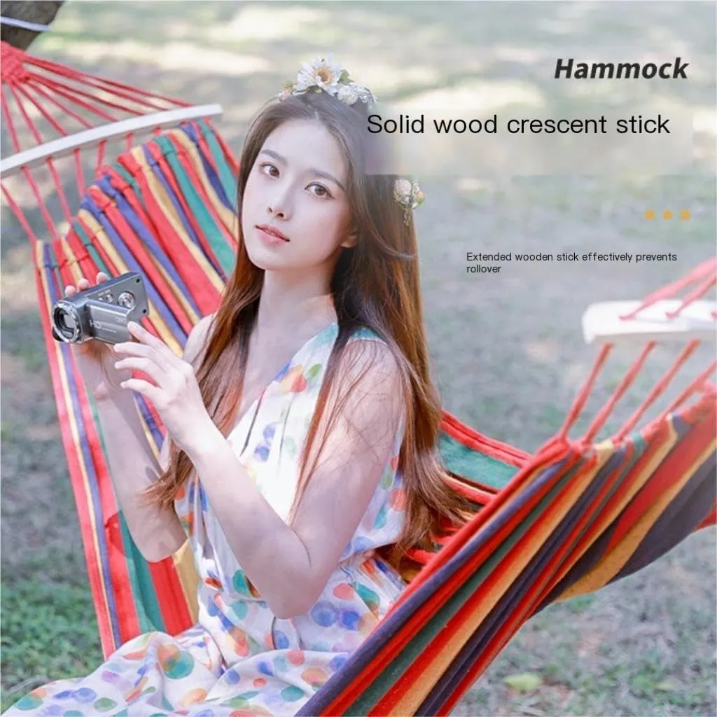Hammocks Hammock Outdoor Swing Anti-Rollover Home Indoor Single Double Hanging Chair Adult Sleeping Fall Out of Bed Camping Hammocks(Red,Small)